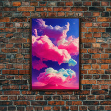Load image into Gallery viewer, Bubble Gum Clouds, Trippy Psychedelic Surrealist Cloud Art, Framed Canvas Print, Ready To Hang Framed Wall Art
