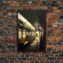 Load image into Gallery viewer, Still life on a subway, train art, framed canvas print
