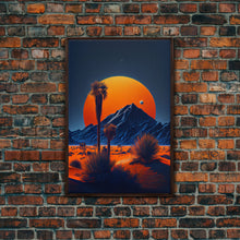 Load image into Gallery viewer, Fiery Orange Sunset Cactus Desert Wall Art Canvas Print - Vibrant Colors of a Desert Oasis Artwork

