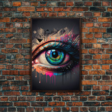 Load image into Gallery viewer, Vibrant Graffiti Style Eye Wall Art Canvas Print - Street Art Inspired Graphic Illustration Artwork
