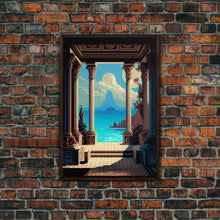 Load image into Gallery viewer, Retro Style Videogame Art, Pixel Roman Architecture Art, 8 bit art, framed canvas print
