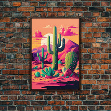 Load image into Gallery viewer, Pueblo Style Cactus, Still Life, Framed Canvas Print, Western Decor, Midwest Style Art, Arizona Desert Art

