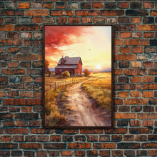 Load image into Gallery viewer, Barn Wall Art - Rustic Red Canvas Print - Farmhouse Chic Decor
