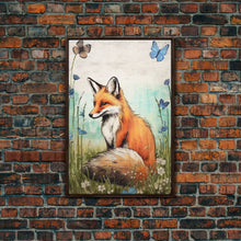 Load image into Gallery viewer, Fox Art Print, Boho Wall Decor, Woodland Animals, Nursery Minimalist Baby Room, Earth Tone Monochromatic, Modern Gender Neutral, Canvas Art
