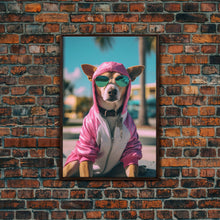 Load image into Gallery viewer, Dog Sunglasses, Pink Hoodie, Chihuahua Wall Print, Dog Wall Art, Funny Wall Art, Framed Wall Art, Framed Canvas, Wall Print, Wall Canvas
