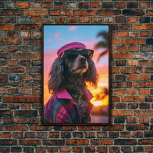 Load image into Gallery viewer, Dachshund Wall Print, Dog Wall Art, Dog Sunglasses, Dog In Pink Suit, Funny Art, Framed Wall Art, Framed Canvas, Wall Print, Wall Canvas
