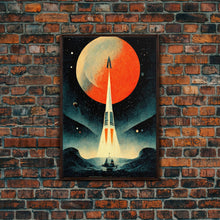 Carregar imagem no visualizador da galeria, Art Deco Style Spaceship, Space Exploration, Science Fiction / SciFi Canvas Print, Ready to Hang Wall Art
