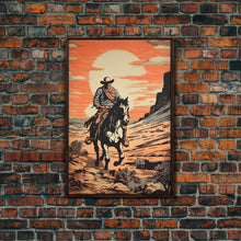 Load image into Gallery viewer, Cowboy Wall Decor, 12x18 Art Print, Equestrian Wall Art, Western Decor, Southwestern Art, Wild West Painting Wall Art, Framed Canvas Print
