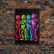 Load image into Gallery viewer, 1950s Style Scifi Robot Art, Art Deco Scifi Poster Art on Canvas, Framed Canvas Print, Game Room Decor
