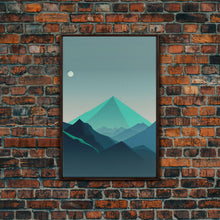 Load image into Gallery viewer, Emerald Green Pacific Northwest Art, Minimalist Boho Style Forest Landscape, Framed Canvas Art, Abstract Art, Green Mountains
