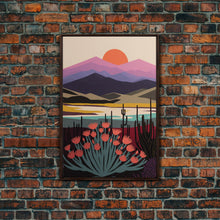 Carregar imagem no visualizador da galeria, Boho Style Mountain Landscape, Minimalist Art, Sunset Over The Mountains
