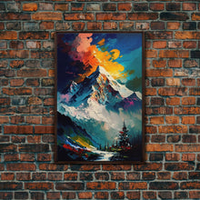 Load image into Gallery viewer, Annapurna III, Mountain Art, Rustic Mountain Landscape Wall Art, Framed Canvas Print, Abstract Oil Painting Print, Mountains of Nepal
