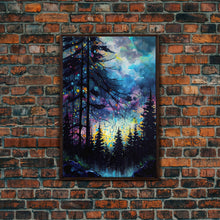Carregar imagem no visualizador da galeria, Abstract Pine Canvas Print of Oil Painting, Large Original Textured Fall Pine Forest Painting Contemporary Living Room Wall Art Decor
