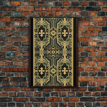 Load image into Gallery viewer, Art Deco Pattern Wall art, Framed Canvas Print, Art Deco, Gold &amp; green art, Framed painting, Black colors, Wonderful art, 1920s Style Art
