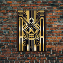 Carregar imagem no visualizador da galeria, Art Deco Pattern Wall art, Framed Canvas Print, Art Deco, Gold art, Geometric art, Wall decor, Midcentury Modern, Lines art, Wall decor
