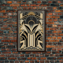 Load image into Gallery viewer, Art Deco Pattern Wall art, Framed Canvas Print, Art Deco, Gold &amp; black art, Geometric art, Office wall art, Abstract art, Original painting

