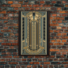 Carregar imagem no visualizador da galeria, Art Deco Pattern Wall art | Framed Canvas Print | Art Deco | Gold &amp; blue art | Wonderful art | Lines art | Geometric art | Living room art
