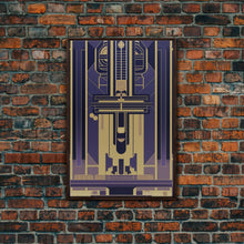 Load image into Gallery viewer, Art Deco Pattern Wall art - Framed Canvas Print - Art Deco - Gold &amp; blue art - Abstract art - Patterns art - Abstract art - Guest room decor
