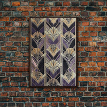 Load image into Gallery viewer, Art Deco Pattern Wall art, Framed Canvas Print, Art Deco, Pattern art, Yellow &amp; purple art, Stained glass art, Abstract nature, Office decor
