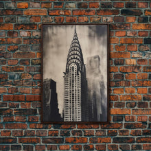 Cargar imagen en el visor de la galería, Chrysler Building Painting Framed Canvas Print, NYC Art, Art Deco Wall Decor, New York City Historic Art
