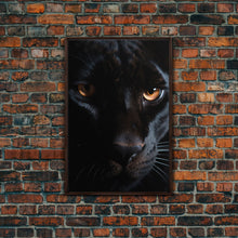 Load image into Gallery viewer, Portrait Of A Predator, Black Cat, Black Panther Photography, Framed Canvas Print, Wood Frame Wall Art
