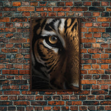 Carregar imagem no visualizador da galeria, Eye Of Tiger, Tiger Portrait, Big Cat Art, Framed Canvas Print, Tiger Photography, Wildlife Photo, Wood Frame Art
