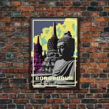 Load image into Gallery viewer, Indonesia Wall Art, Borobudur Temple, Java, Travel Wall Print, Travel Poster, Travel Artwork, Travel Wall Art, Canvas Wall Print
