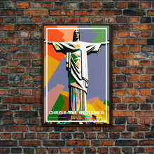 Load image into Gallery viewer, Brazil Travel Poster, Christ The Redeemer, Rio de Janeiro Wall Art, Travel Wall Print, Travel Poster, Travel Wall Art, Canvas Wall Print
