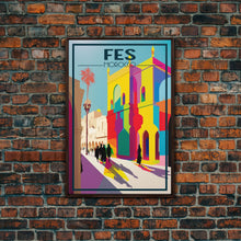 Load image into Gallery viewer, Fes Travel Poster, Morocco Wall Art, Moroccan Art, Morocco Poster, Travel Wall Print, Travel Poster, Travel Wall Art, Canvas Wall Print
