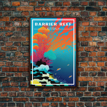 Load image into Gallery viewer, Barrier Reef Art Print, Australia Poster, Queensland Poster, Travel Wall Print, Travel Poster, Travel Wall Art, Canvas Wall Print

