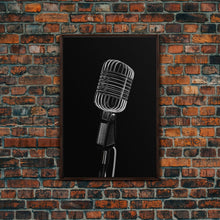 Carregar imagem no visualizador da galeria, Silver Retro Microphone Wall Art, Mic Wall Art, Music Room Wall Art, Minimalist Print, Wall Decor, Canvas Print, Wall Art, Framed Canvas
