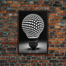 Load image into Gallery viewer, Dotted Light Bulb Wall Decor, Black And White Art, Dotted Art, Minimalist Print, Wall Decor, Canvas Print, Wall Art, Framed Canvas

