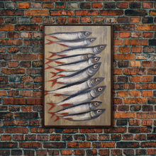 Carregar imagem no visualizador da galeria, Fish Wall Art, Sardines Painting, Food Wall Decor, Kitchen Wall Art, Minimalist Wall Art, Wall Decor, Canvas Print, Wall Art, Framed Canvas

