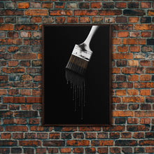 Load image into Gallery viewer, Dripping Paint Brush Wall Art, Black Paint, Brush Wall Decor, Minimalist Print. Wall Decor, Canvas Art, Wall Art, Framed Canvas Wall Decor
