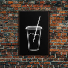 Load image into Gallery viewer, Disposable Plastic Cup Wall Art, Kitchen Wall Art, Cup With Straw, Minimalist Print, Wall Decor, Canvas Print, Wall Art, Framed Canvas
