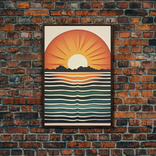 Load image into Gallery viewer, Sunset Sunrise Boho Wall Decor, Framed Canvas Print Or Poster, Sunset Framed Wall Hanging, Minimalist Art Deco Retro Wall Art

