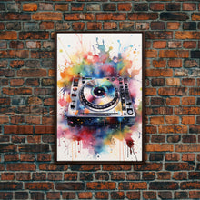 Load image into Gallery viewer, Turn Table Wall Art, DJ Art, Disc Jockey Decor, Music Studio Decor, Framed Canvas Print
