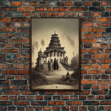 Load image into Gallery viewer, Incan Temple diagram art, canvas print, unique Mayan or Incan style temple diagram wall art, 1800s inca style wall art
