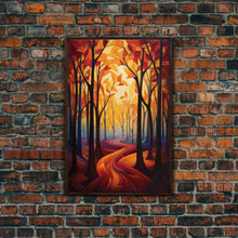 Carregar imagem no visualizador da galeria, Abstract Wall Art, Forest Print, Fall Wall Art, Canvas Print, Wall Art, Vertical Print, Nature Print, College Dorm Decor, Living Room Prints
