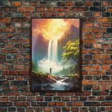 Cargar imagen en el visor de la galería, Surreal Art Prin, River Art, Waterfalls Wall Art, Landscape Print, Canvas Print, Wall Art, Vertical Art, Moving Gift, Game Room Decor
