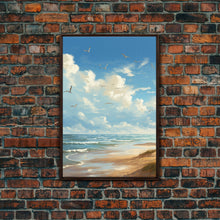Carregar imagem no visualizador da galeria, Beach Wall Print, Ocean Wall Art, Seashore, Seascape Art, Canvas Print, Wall Art, Vertical Art, Gifts For Grandma, Bedroom Prints
