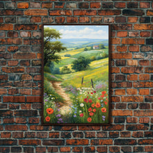 Load image into Gallery viewer, Countryside Wall Art, Wildflowers Wall Art, Meadow Wall Print, Canvas Print, Wall Art, Vertical Art, Country Wall Art, Landscape Art
