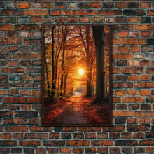 Carregar imagem no visualizador da galeria, Fall Forest Art, Trees Art Print, Nature Wall Art, Sunset Art, Canvas Print, Wall Art, Vertical Art, Dining Room Prints, Hostess Gift

