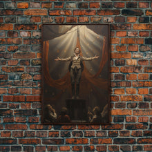 Load image into Gallery viewer, The Macabre Circus, Spooky Cursed Circus Act, Framed Canvas Print, Halloween Poster Art, Horror Prints, Victorian Circus Act
