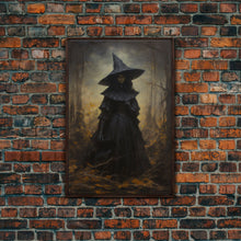 Load image into Gallery viewer, Gothic Witch Art, Framed Halloween Canvas, Canvas Print, Spooky Halloween Wall Art, Halloween Decoration, Witchy Decor
