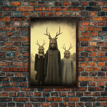 Load image into Gallery viewer, The Cult Of The Deer, Creepy Halloween Wall Art, Framed Canvas Print, Occult Art, Dark Academia, Creepy Photography
