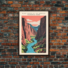 Carregar imagem no visualizador da galeria, Black Canyon Of The Gunnison National Park Travel Art, National Park Art, Minimalist Travel Art, Midcentury Modern Style Landscape Painting
