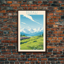 Load image into Gallery viewer, Denali National Park Travel Poster Print, Canvas Print Wall Art, Alaska Travel Art, Midcentury Modern Travel Decor, MCM Wall Art
