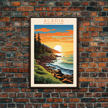 Carregar imagem no visualizador da galeria, Acadia National Park, Framed Wall Art Canvas Print, Travel Poster, Travel Art, Roadtrip Decor, Cool Wall Art, Retro State Park Art, Pop Art
