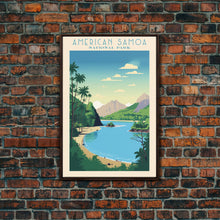 Carregar imagem no visualizador da galeria, American Samoa National Park Vatia Travel Art, National Park Print, Minimalist Travel Art, Midcentury Modern Style Landscape Painting
